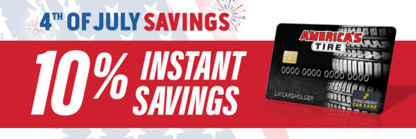 10% Instant Savings on tires & wheels with any $599+ total purchase with your America's Tire credit card