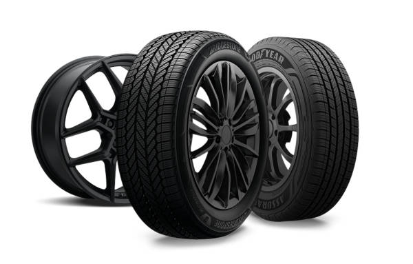 stylized image of wheels and tires