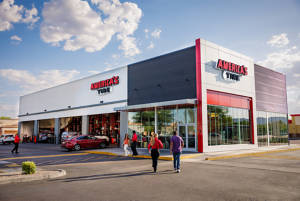 Discount Tire store exterior with customers