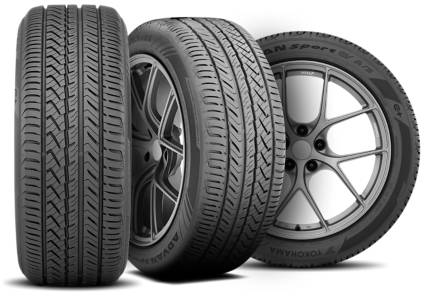 Yokohama ADVAN Sport EV A/S tire with three view angles