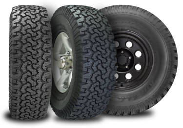 BFGoodrich All-Terrain T/A KO tire with 3-view angles