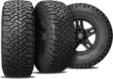 BFGoodrich All-Terrain T/A KO3 tire with 3-view angles