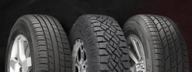 A black background with images of 3 various tires
