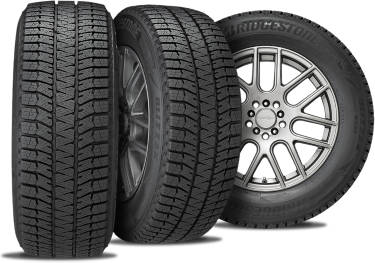 Bridgestone Blizzak WS90 tire with three view angles