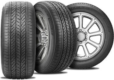 Bridgestone Dueler H/P Sport AS tire with three view angles