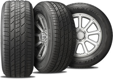 Bridgestone Dueler LX tire with three view angles