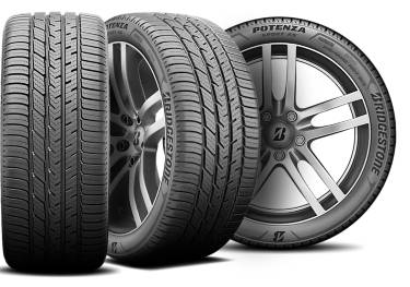 Bridgestone Potenza Sport AS tire with three view angles