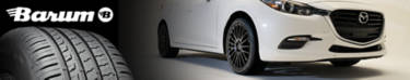 Barum tire brand featuring the Barum Bravuris 5hm next to a Mazda 3
