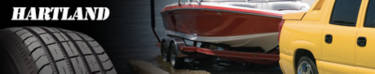 Hartland trailer tire brand featuring the Hartland ST Radial next to a boat trailer