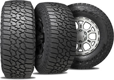 Falken Wildpeak A/T3W 10-ply tire with three view angles