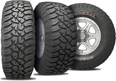 General Grabber X3 tire with 3 view angles