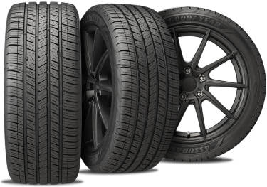 Goodyear Assurance Comfortdrive tire with three view angles