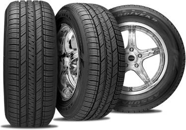Goodyear Assurance Fuel Max tire with three view angles