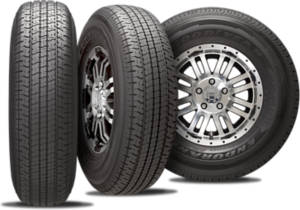 An assortment of 7 different tires with various tread designs