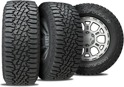 goodyear wrangler ultraterrain at with three view angles