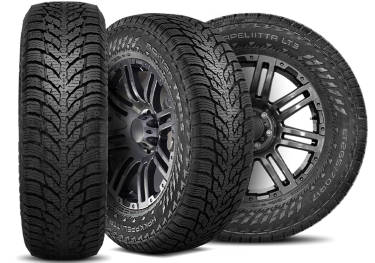Nokian Hakkapeliitta LT3 tire with three view angles