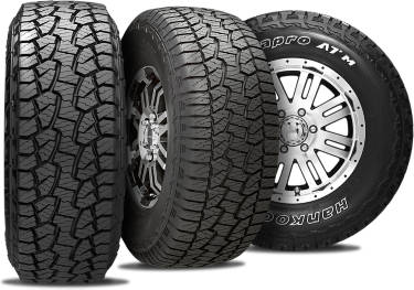 Hankook Dynapro ATM RF10 tire with three view angles