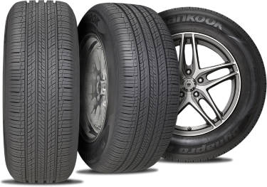 Hankook Dynapro HP2 RA33 tire with three view angles