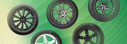 An image of a green background with various eco-friendly tires options shown.