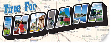 a picture of a map of the state of Indiana with the words 'Tires for Indiana' written over the top of it.