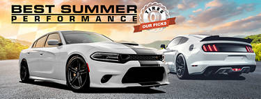 Dodge Charger and Ford Mustang featuring sporty tires