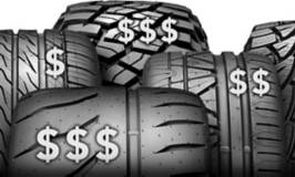 Tires of various sizes with dollar signs indicating varying price points