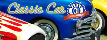 Three classic vintage cars one blue one red and one yellow. Classic car tires: Our Picks