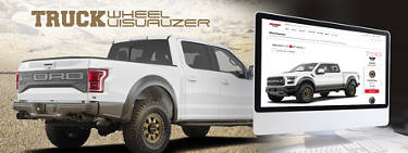 an image of a truck with the wheel visualizer webpage on a laptop next to it