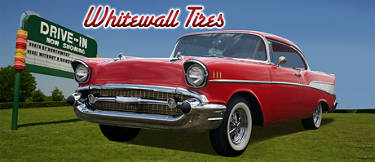 57 Chevy on classic whitewall tires.