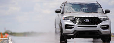 An image of a vehicle on a tire testing track.
