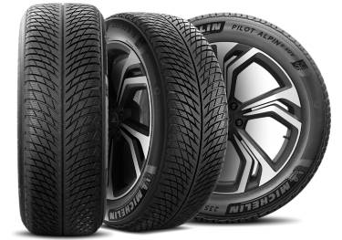 Michelin Latitude Alpin 5 SUV snow tire with three view angles