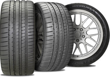 Michelin Pilot Super Sport tire with three view angles
