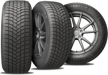 Michelin X-Ice snow tire with three view angles