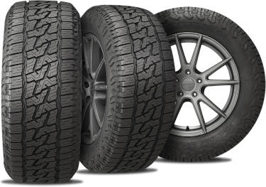 Nitto Nomad Grappler tire with three view angles