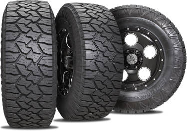 Nitto Exo Grappler AWT tire with three view angles