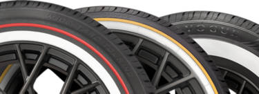 Vogue Custom Belt Radials with 3 different colored sidewall designs