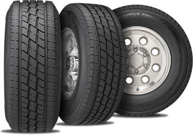 Toyo Open Country HT II tire with three view angles