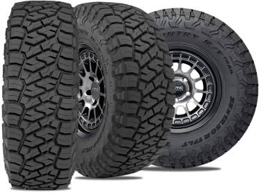 Toyo Open Country R/T Trail tire with three view angles