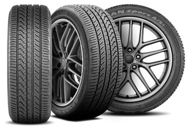 Yokohama ADVAN Sport A/S+ tire with three view angles