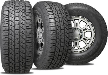 Yokohama Geolandar A/T G015 tire with three view angles