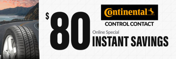 $80 Instant Savings on Continental Control Contact tires