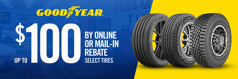 Up to $100 rebate on select Goodyear tires