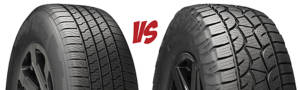 OE tire next to an aftermarket tire