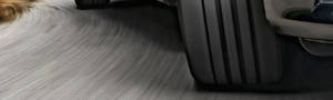 The contact patch of a tire as it drives along a road