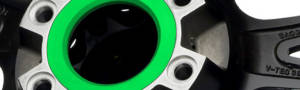 center of a car wheel with a green center ring