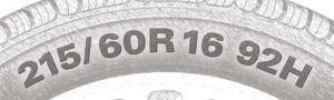 215/60/16 92H tire sidewall