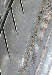 Exposed tire cords