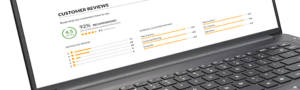 Customer tire ratings on a laptop