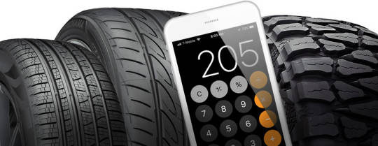 A simple calculator among different sized tires