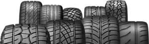 Assortment of tires with different tread patterns